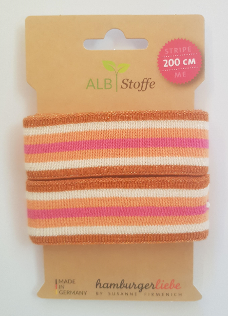 Stripe me Jacquardband aprico, weiss, pink